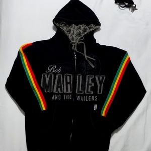 Bob Marley and the walkers get up Stand up black unisex hoodie Jamaican colors M